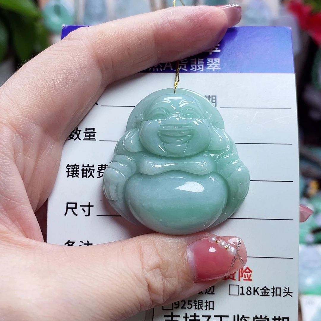 翡翠未镶嵌颈饰佛公12