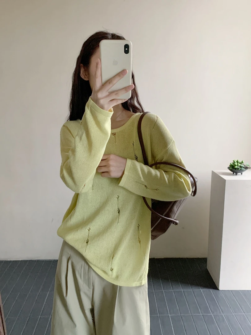 【潘潘.638855】2025年夏季款时尚百搭和纸无缝一体针织衫