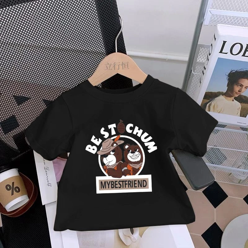 夏装儿童新款宝宝纯棉短袖T恤男女童【小熊】印花半袖衫上衣薄款