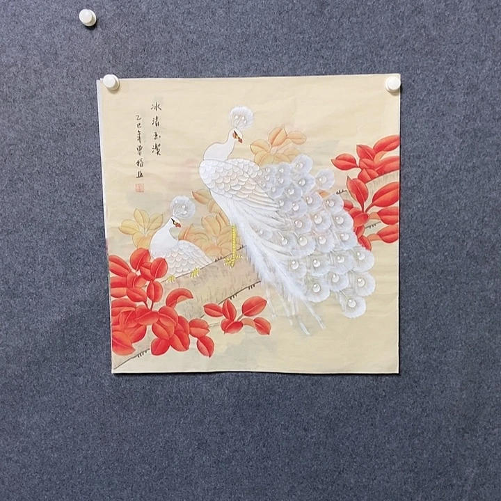 国画四尺斗方工笔花鸟一幅