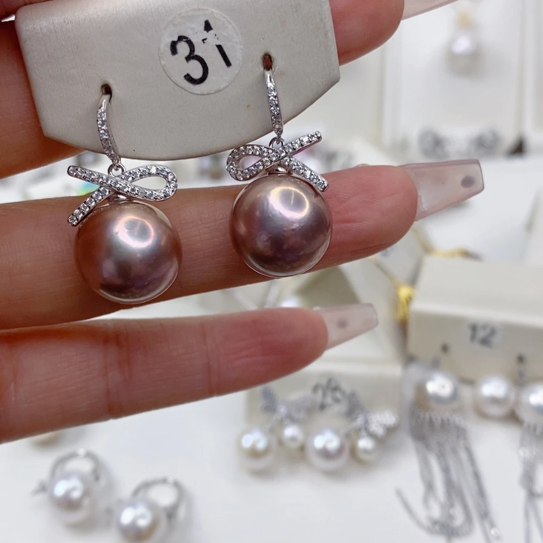 淡水珍珠耳饰银S925镶嵌小****6