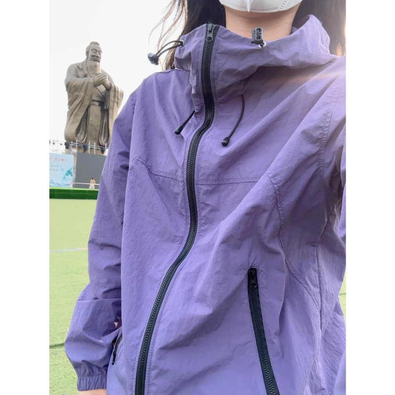UPF50+乌梅紫连帽防晒衣男款夏季徒步山系防晒外套户外情侣登山服