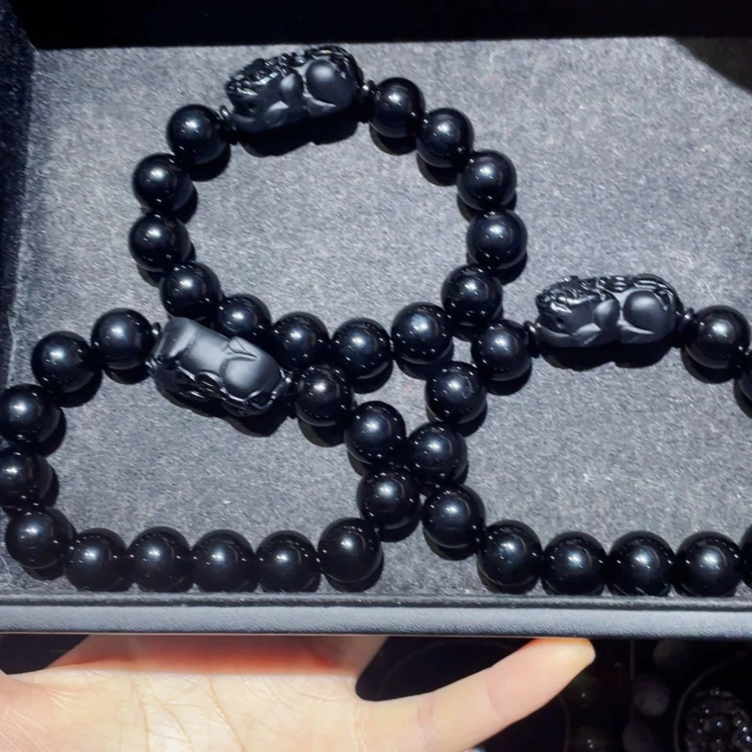 【闪购商品】黑曜岩手链未镶嵌钟****划