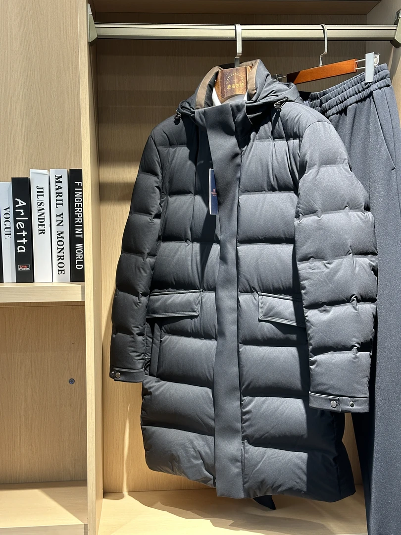 冬季休闲加厚连帽羽绒服防风保暖男款时尚潮流外套男士中长款商务