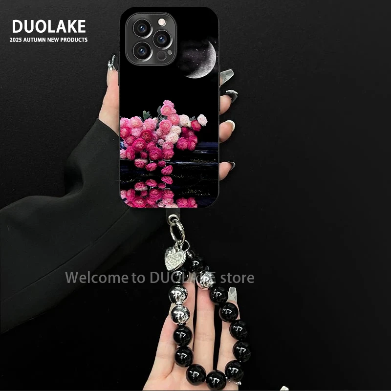 月光花朵适用苹果vivo华为oppo小米iPhone17电镀羊皮防摔手机壳女