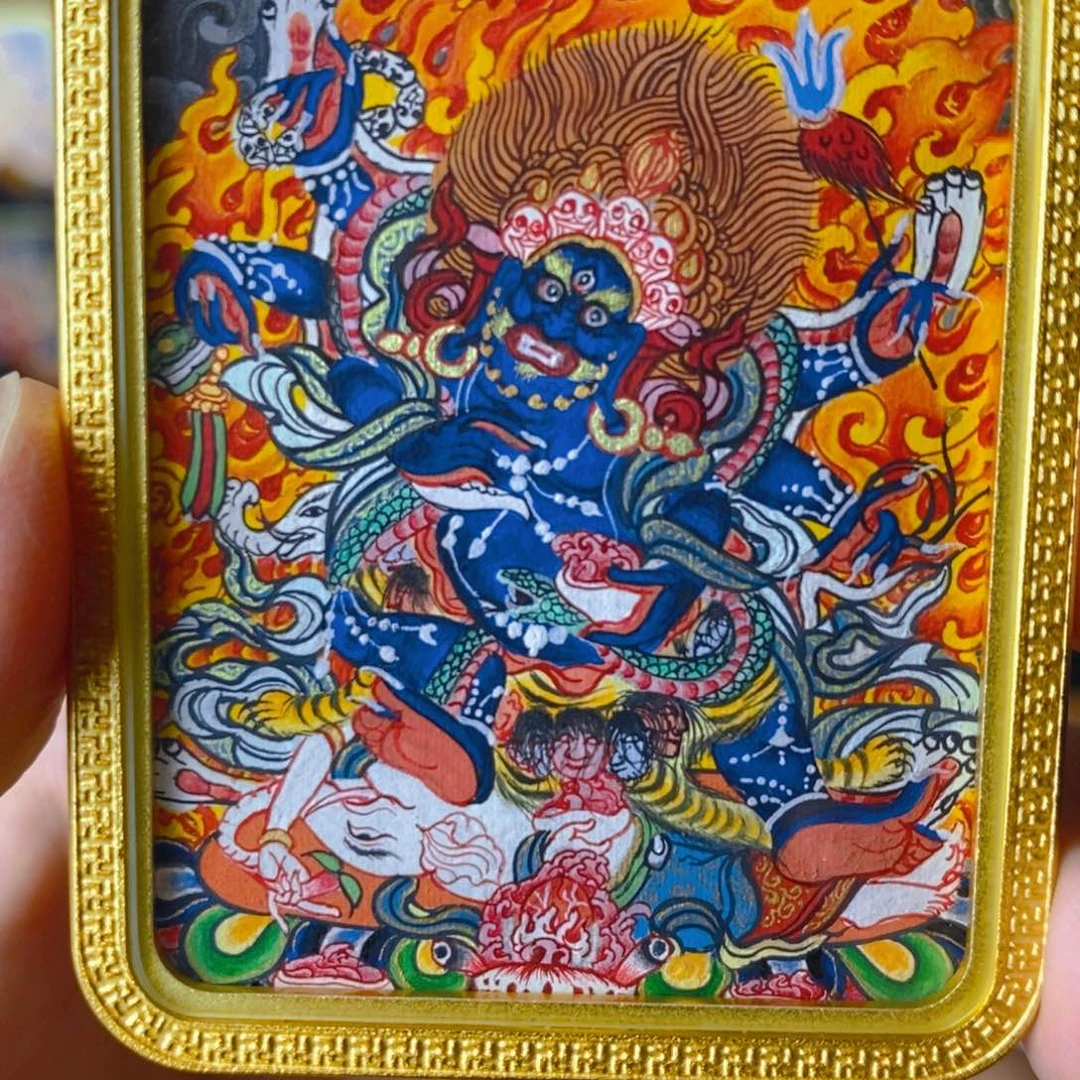 吊坠纯手绘热贡大黑唐卡