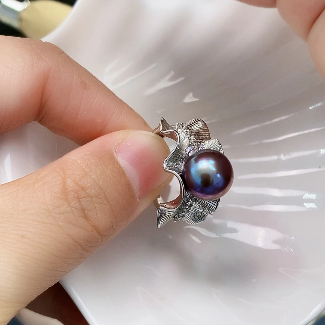 银S925镶嵌特价淡水新品戒指淡水珍珠