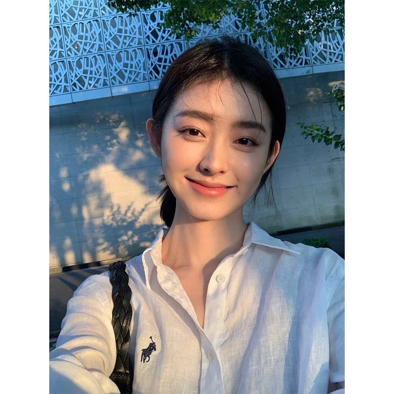 【XIAOLU】刺绣小标亚麻防晒衬衫男女同款