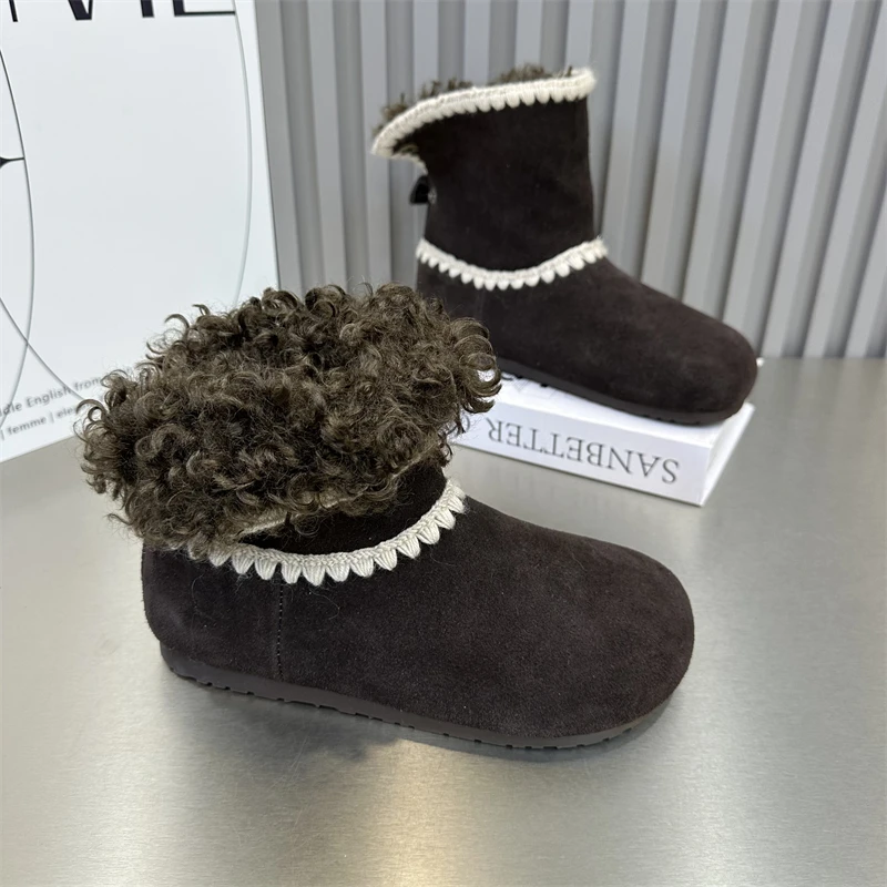 女款时尚休闲百搭加绒加厚中筒保暖秋冬冬季新款高定舒适雪地靴鞋