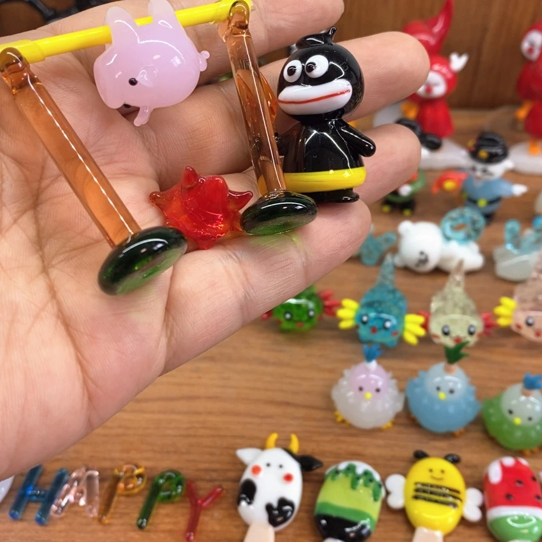 咸**瘩琉璃小小摆件懒猪