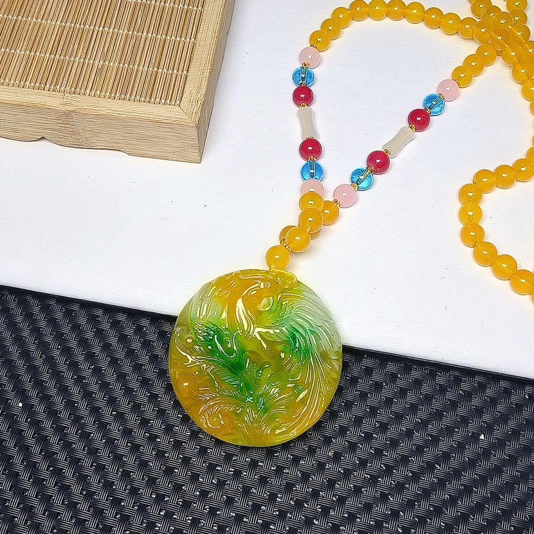 （聚宝严选）X09黄绿凤凰圆吊坠精致气质妈妈款时尚精美