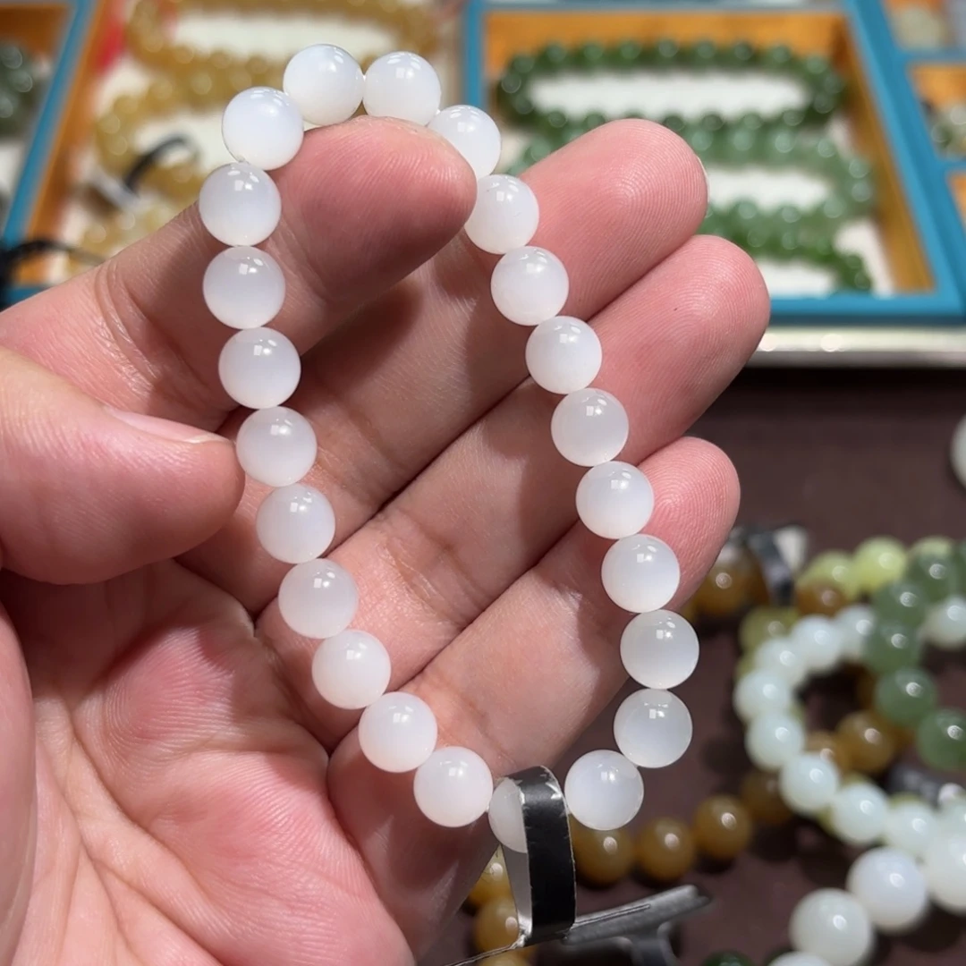 和田玉未镶嵌手串8MM猫眼