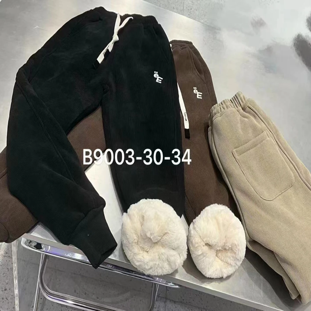2025新款欧棉绒仿兔毛ee字母仿兔毛休闲棉裤