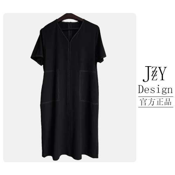 涓梓之韵【千川一梦】裙子小众潮流黑色宽松拼接长裙女显瘦连衣裙