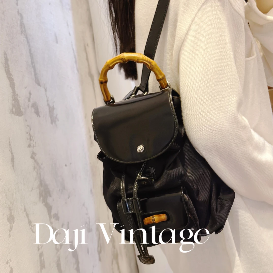 99新 GUCCI/古驰 大吉中古/GUCCI竹节黑色双肩包