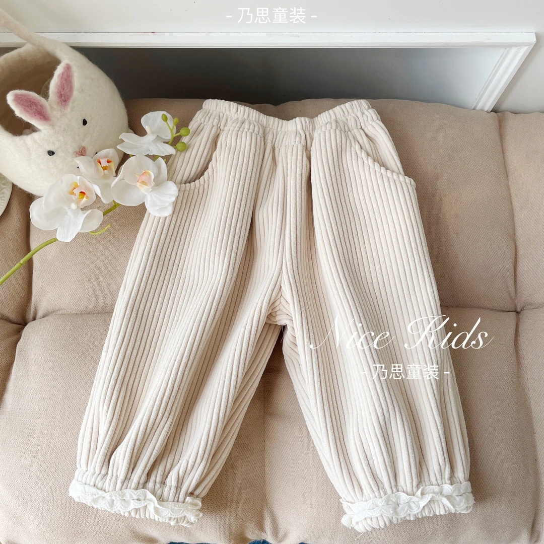 【加绒加厚】2025米色萝卜裤子冬季外穿韩版萝卜裤保暖百搭