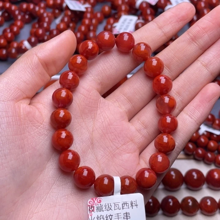 南红玛瑙未镶嵌其他10mm精品瓦西柿子红妖火焰