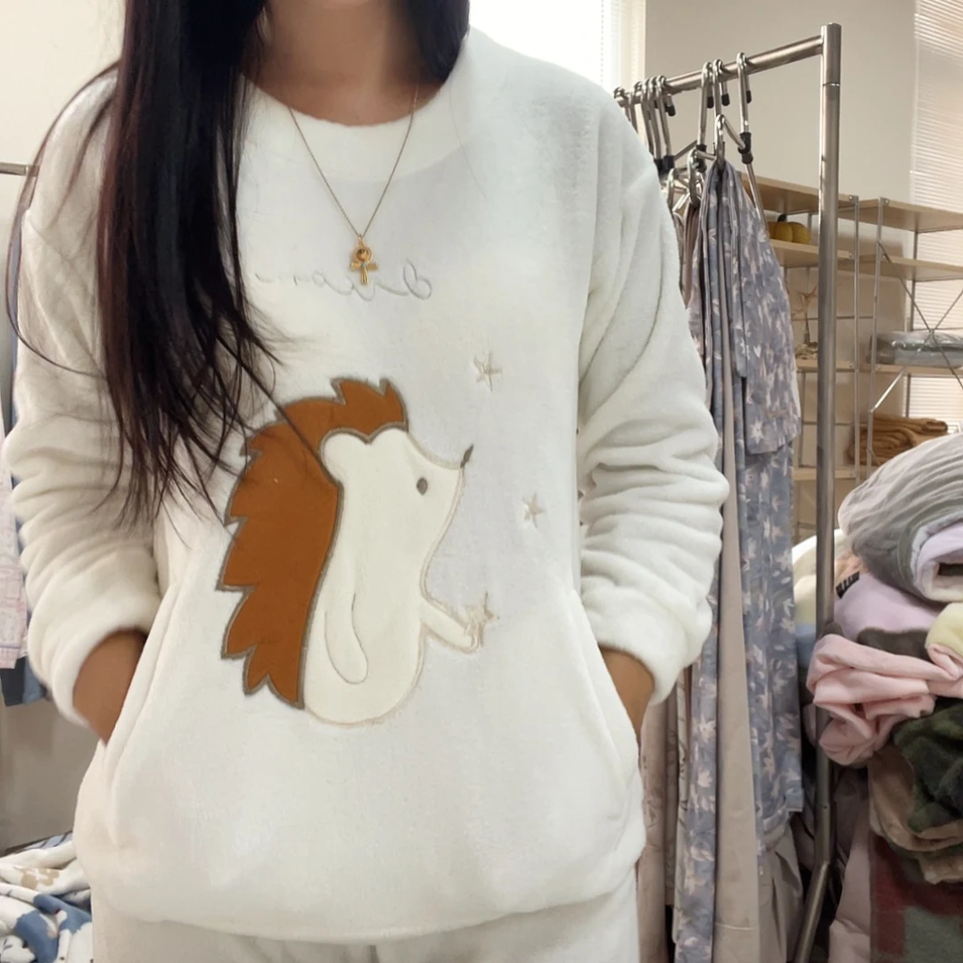 牛奶绒牛奶绒刺猬白色小码s