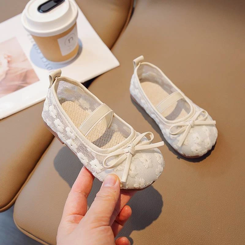 2025秋夏透气单鞋古风鞋子汉服鞋女童公主鞋软底演出表演旗袍杏色