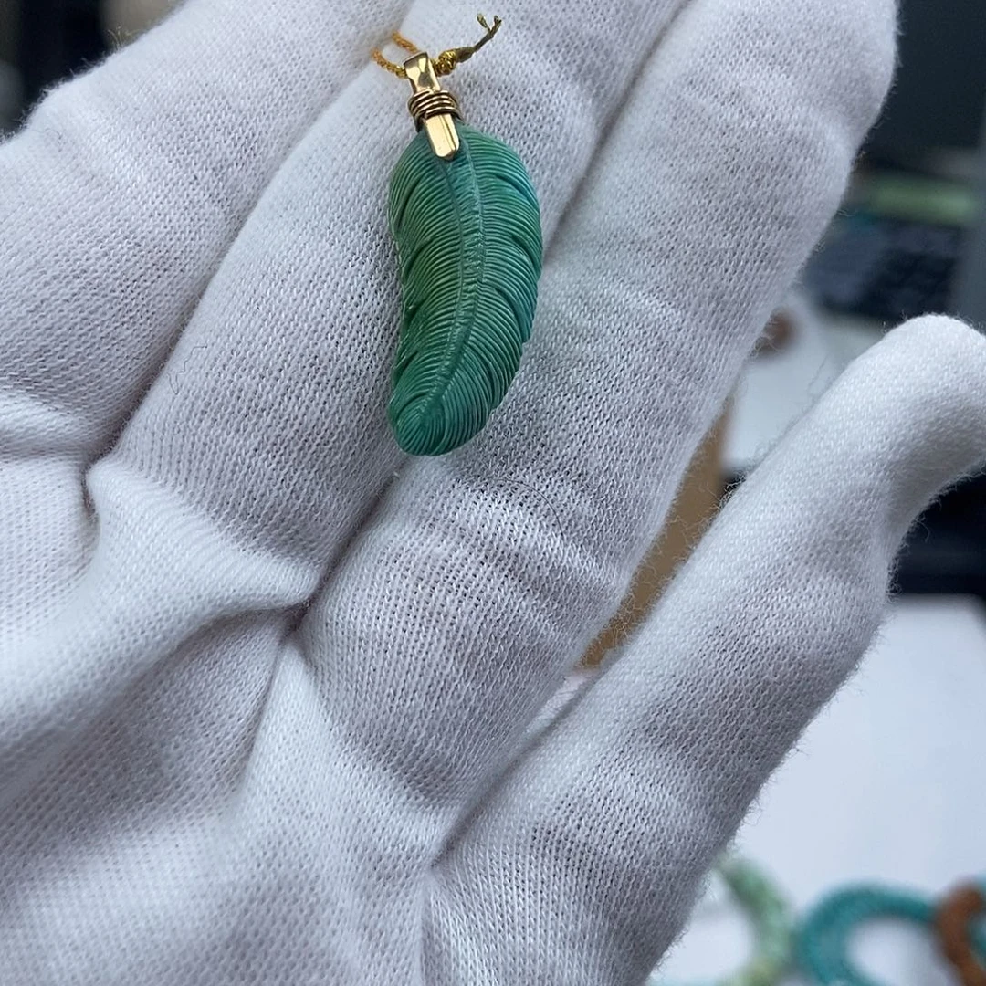 绿松石18K金镶嵌珠宝奇石