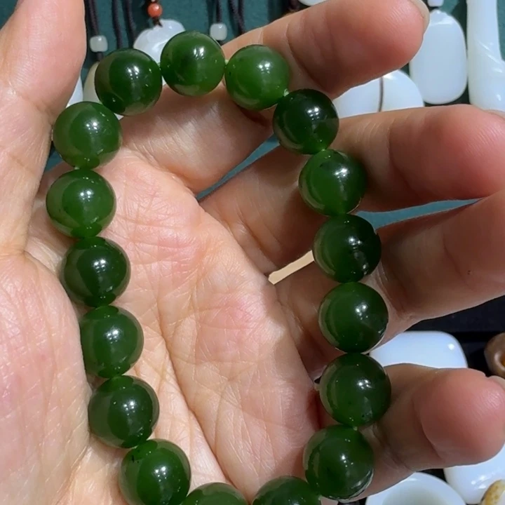 和田玉（碧玉）未镶嵌手串卡12串