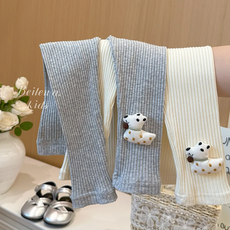 女童春秋季新款打底裤卡通立体小狗洋气时尚休闲裤子可外穿爆款潮