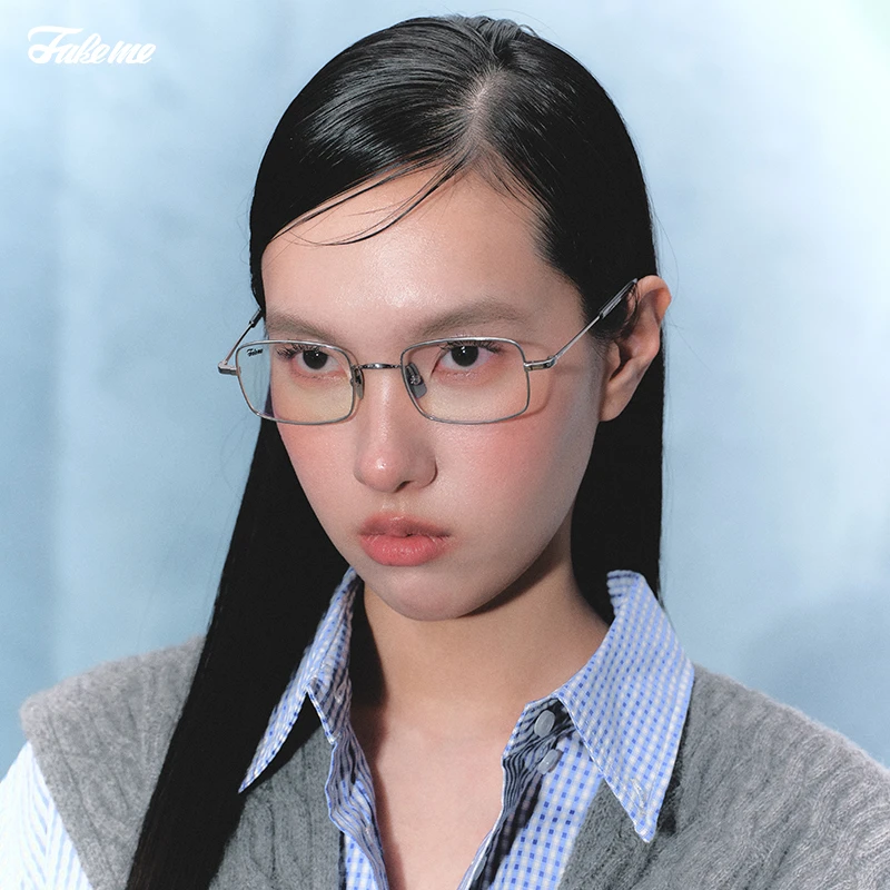 Fakeme（达人专属）金宝罗同款超轻β钛小方糖光学镜架方框复古-D