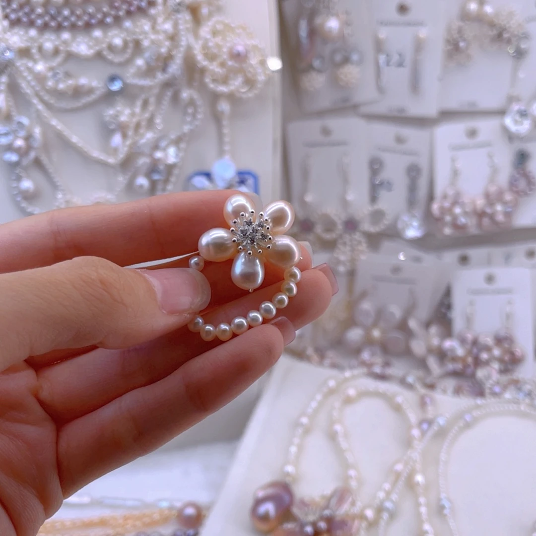 未镶嵌耳饰淡水珍珠戒指