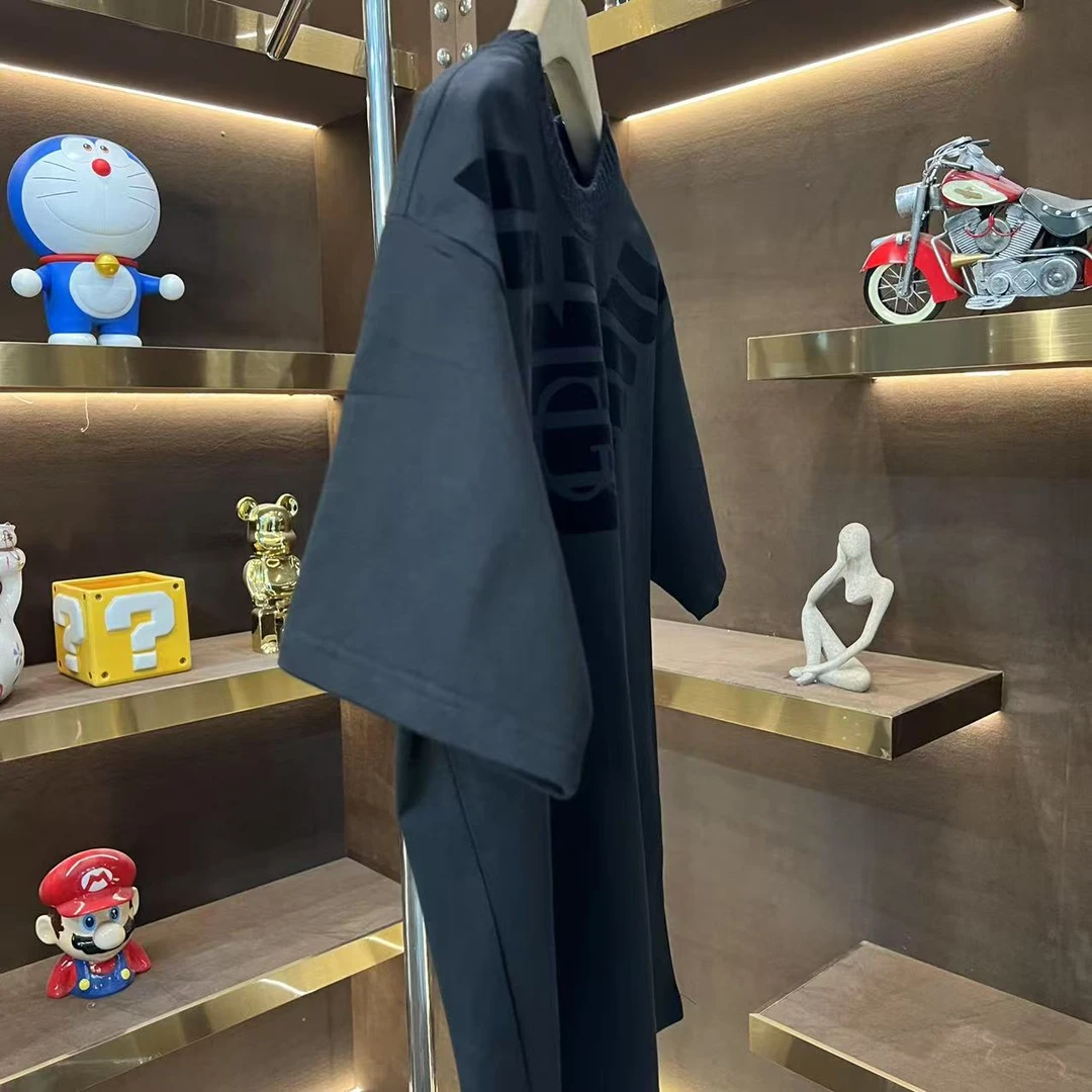 2025新款夏季大鹏植绒简约纯棉夏季圆领情侣T恤潮流短袖【小芽】