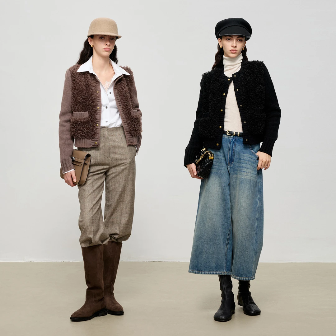 MARIUS | "小羊布丁"针织仿羊毛质感立体蓬松短款羽绒服/汉服-1