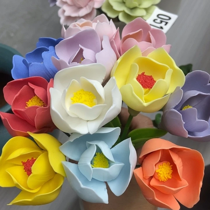 陶瓷手工制作陶瓷花11朵郁金香