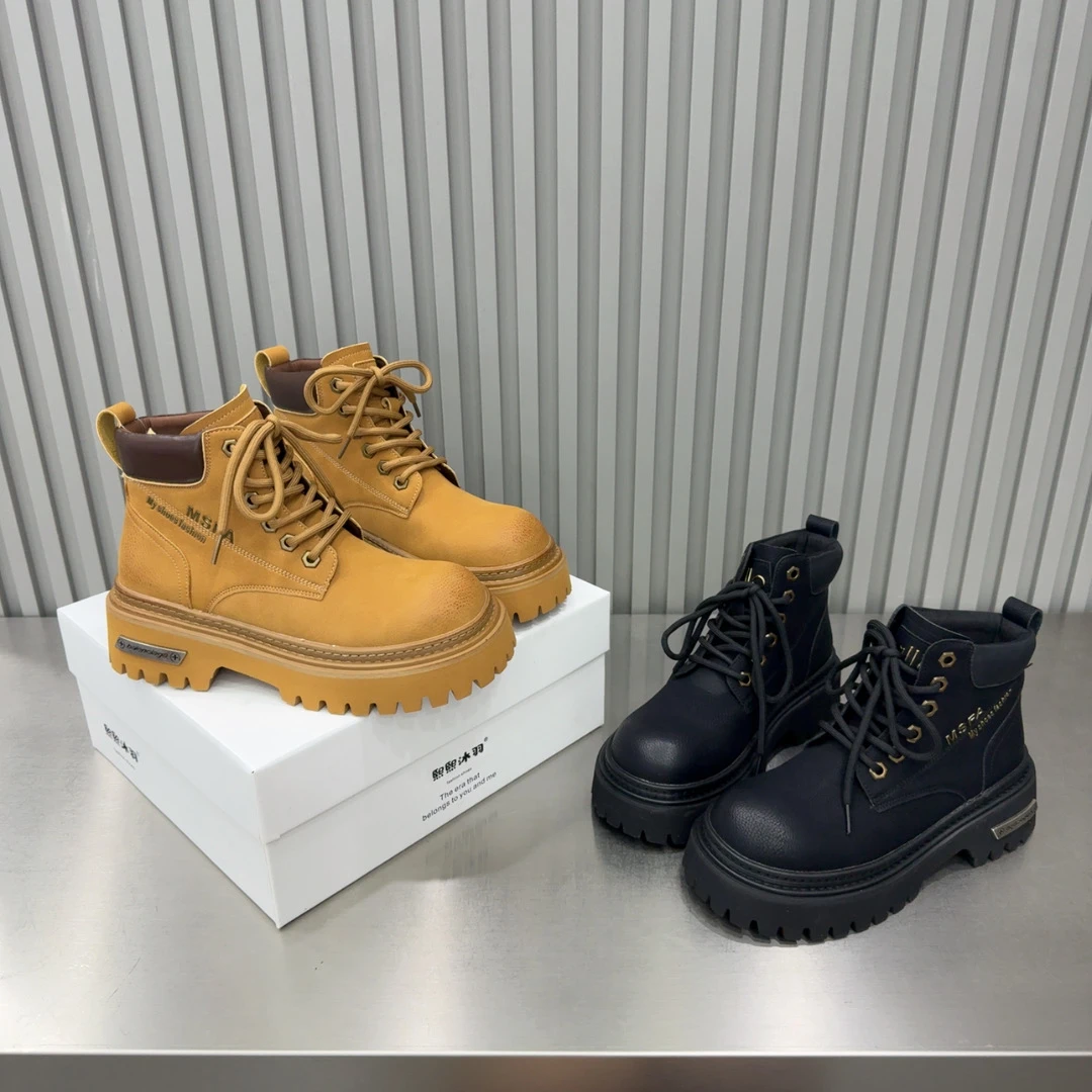 2025四季新款厚底增高复古潮流短筒超火酷帅气质休闲短靴马丁靴女