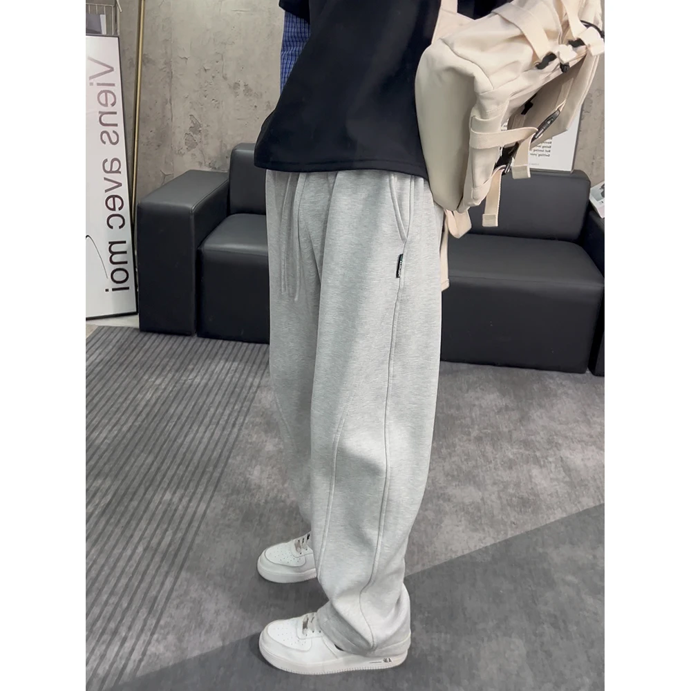 baggy慵懒风重磅卫裤男款春秋直筒男裤水洗垂坠弯刀裤阔腿休闲裤