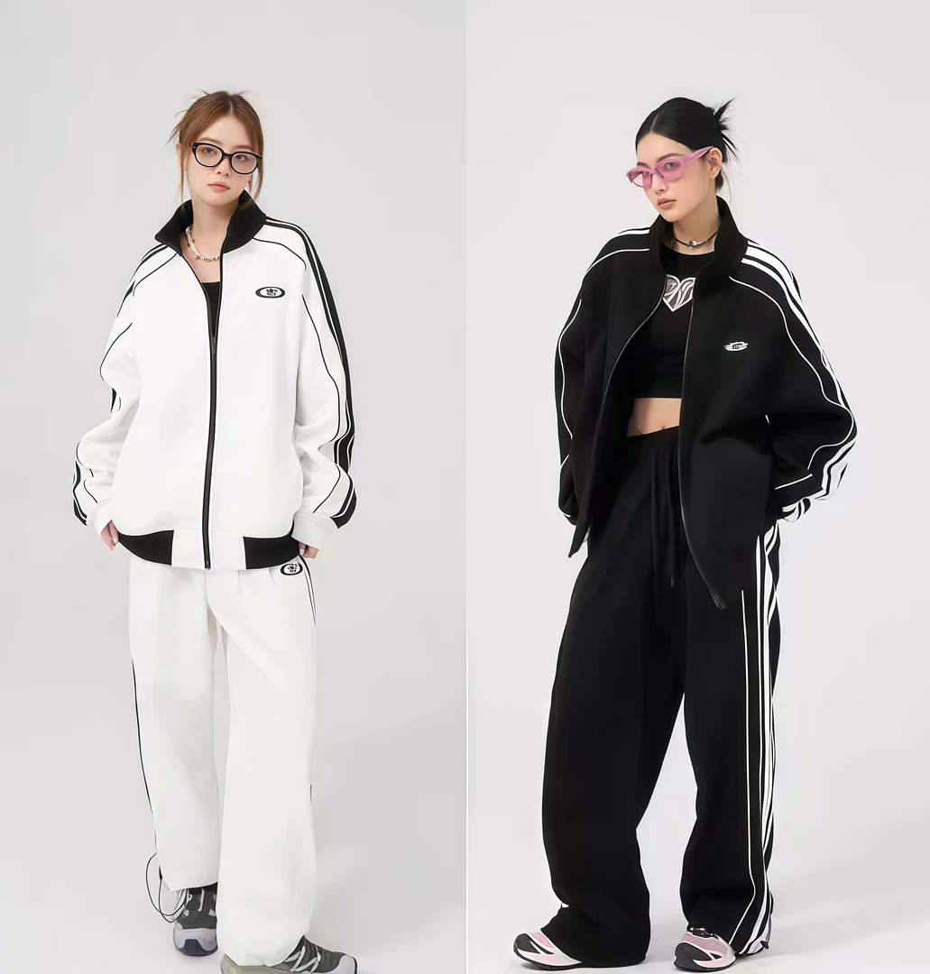 秋季新款开衫卫衣情侣款潮流休闲运动套装美式潮流卫衣卫裤两件套