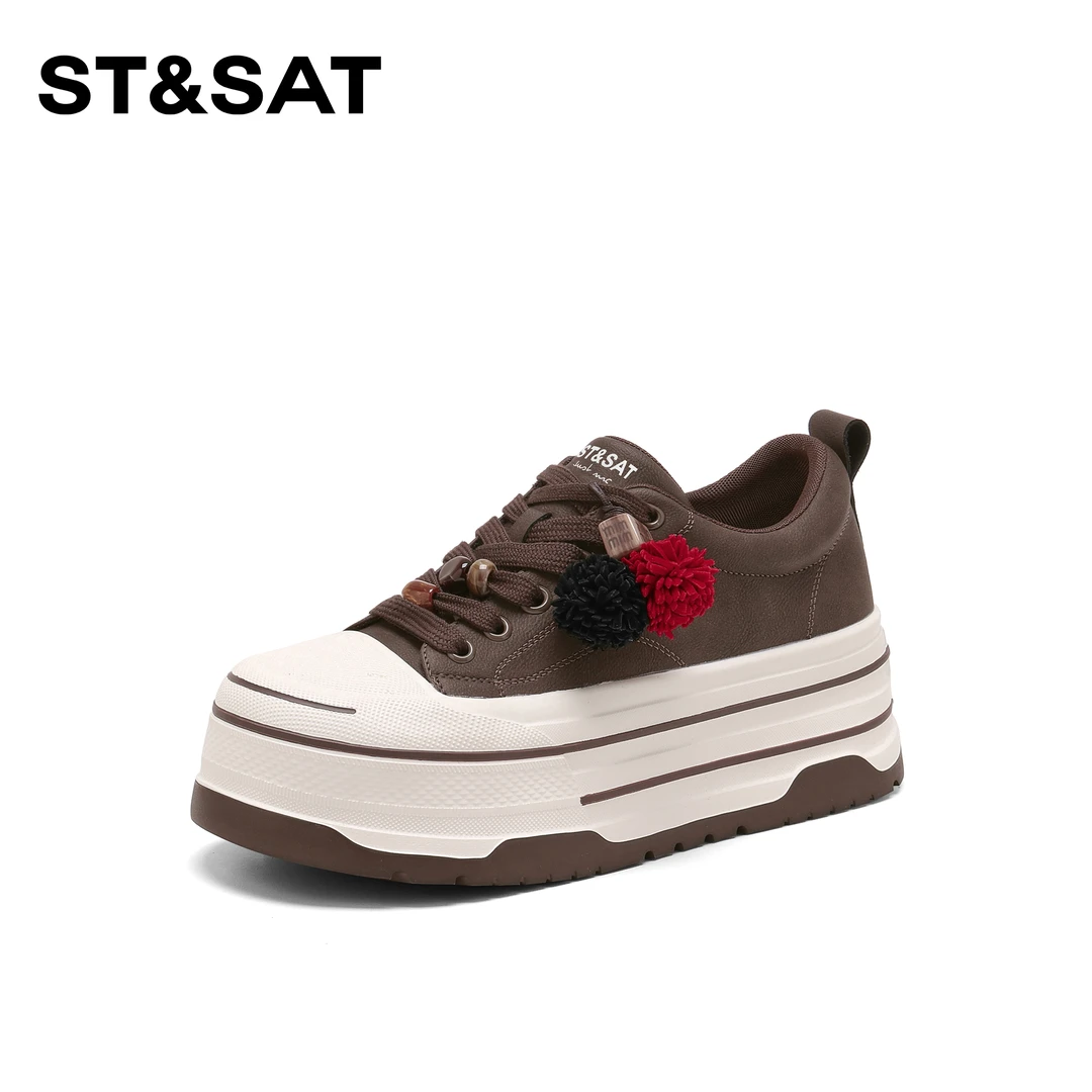 St&Sat/星期六学院风运动百搭休闲鞋2025新款简约厚底板鞋女