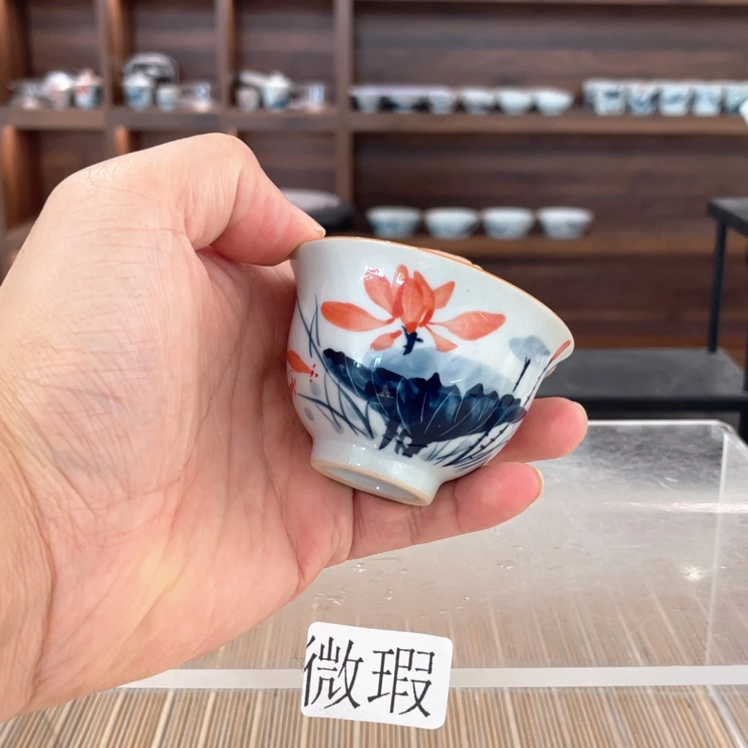 釉下彩纯手绘有瑕