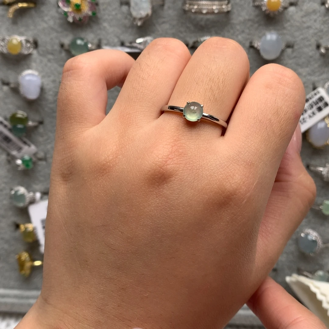 翡翠银S925镶嵌戒指戒指