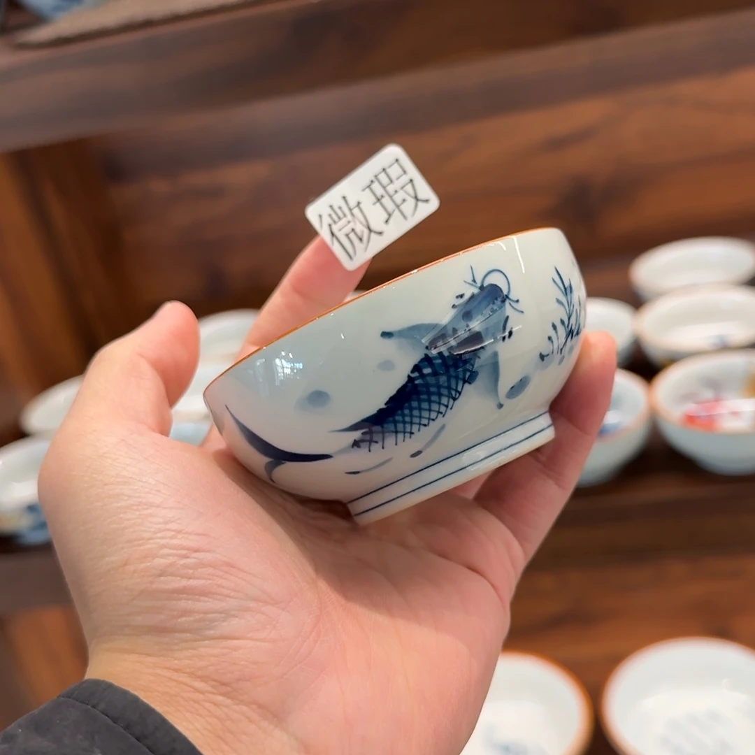 釉下手绘茶具微瑕