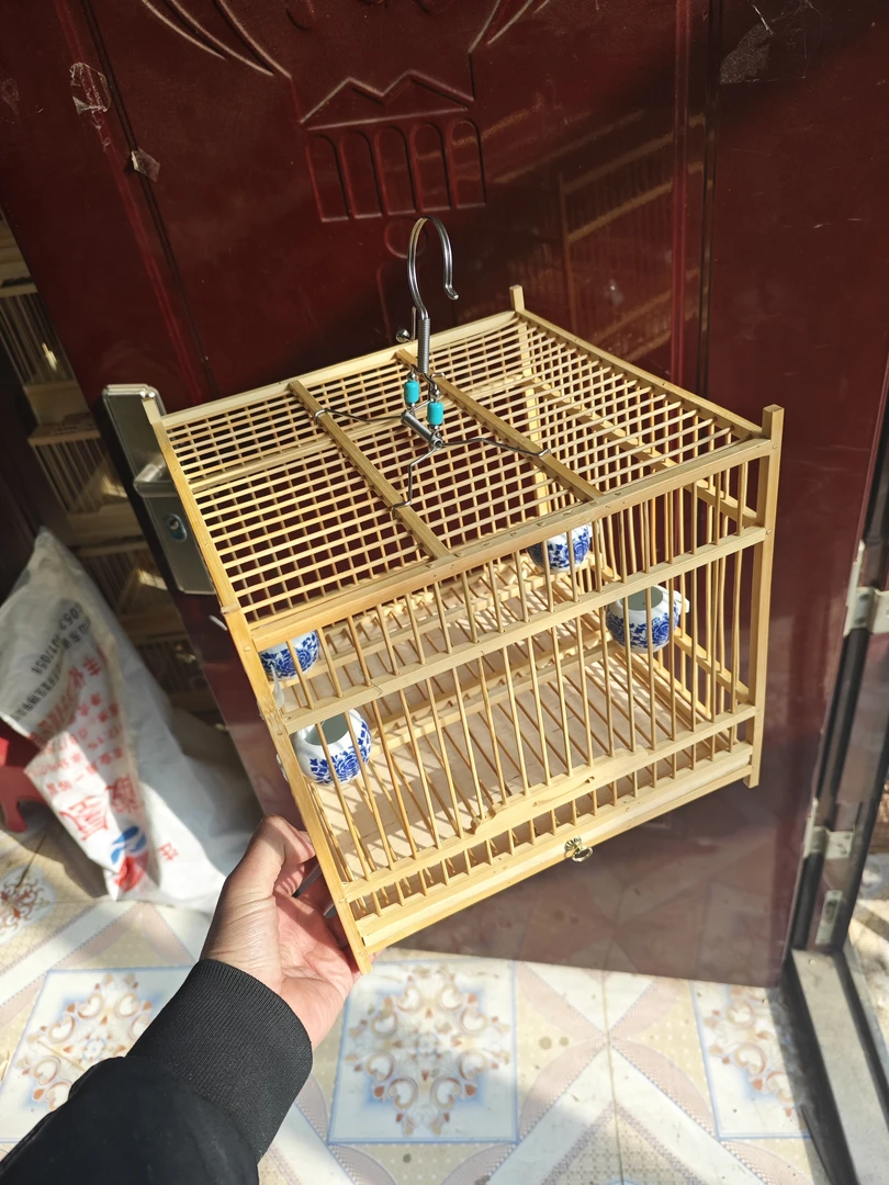竹制鹦鹉鸟笼笼子方笼单格设计适合杂鸟绣眼麻雀靛颏各种鹦鹉笼子