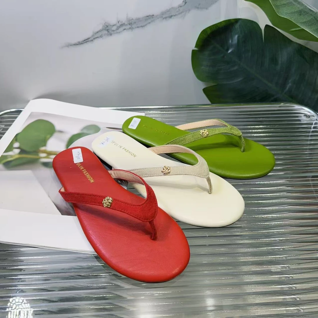 夏休闲款法式拖鞋女新款配裙子仙女风夹脚拖鞋369-3