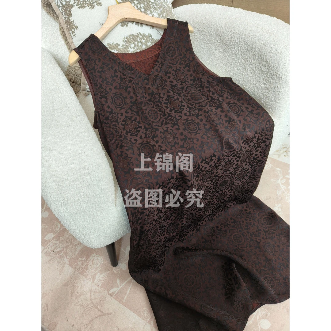 361新中式无袖V领连衣裙时尚百搭休闲宽松中国风女连衣裙-110