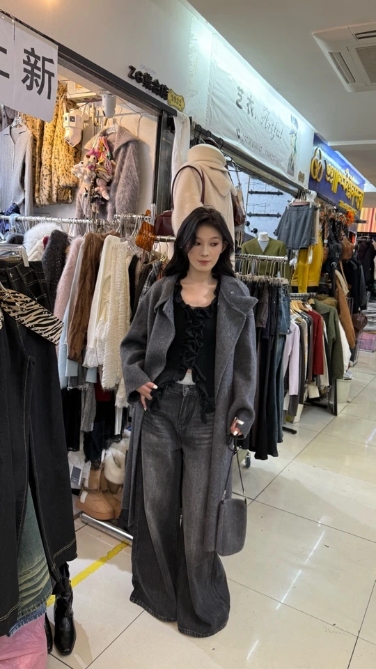 【z.g】韩版宽松双面羊绒 气质百搭大衣