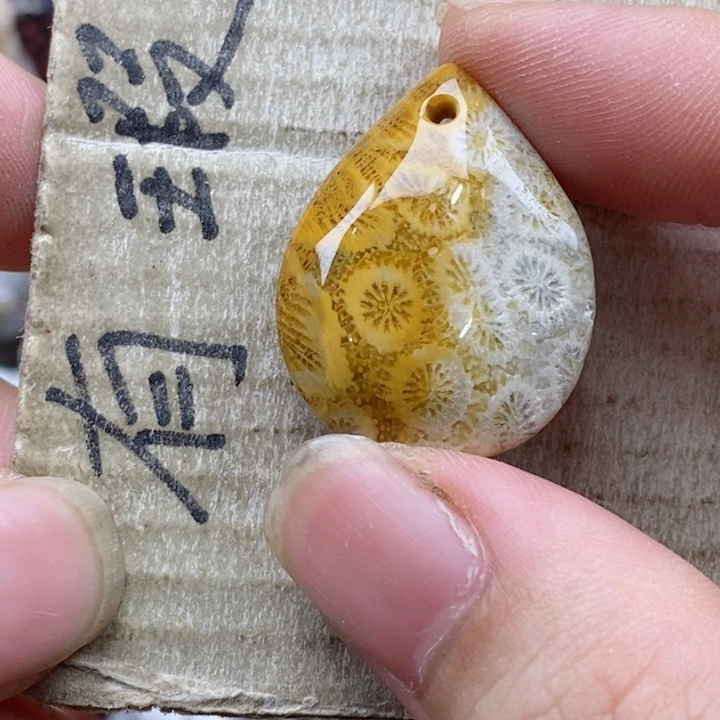 颈饰未镶嵌硅化珊瑚（珊瑚玉）喻**心小