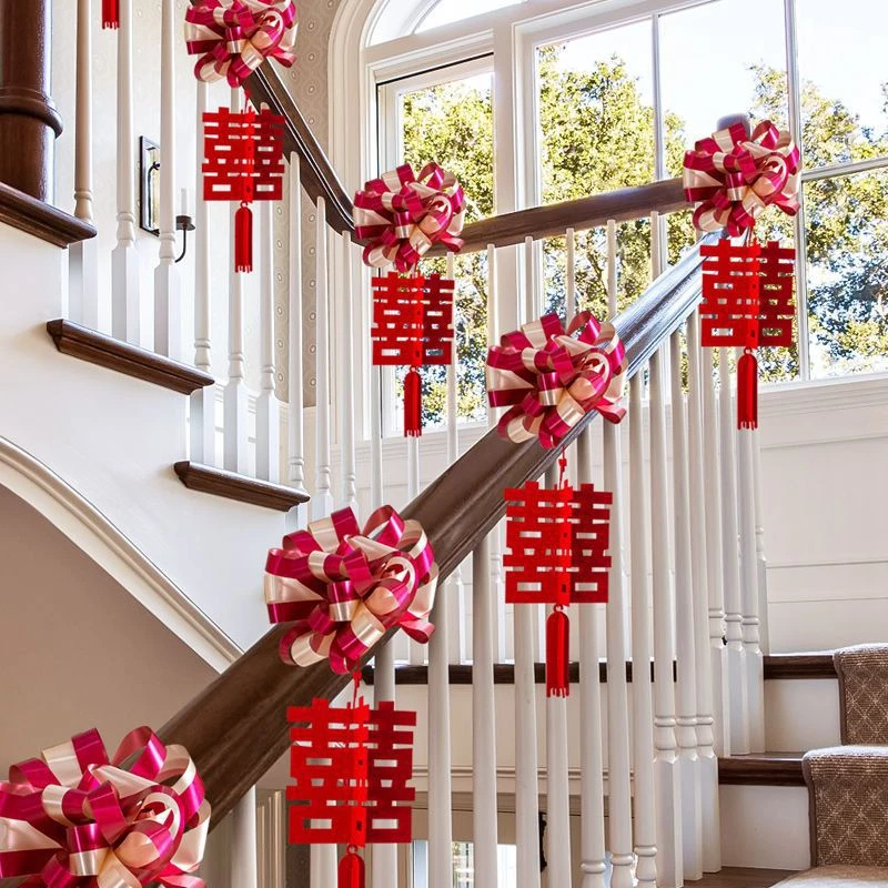 结婚楼梯扶手装饰婚房布置套餐拉花气球护栏扶梯栏杆结婚用品大全