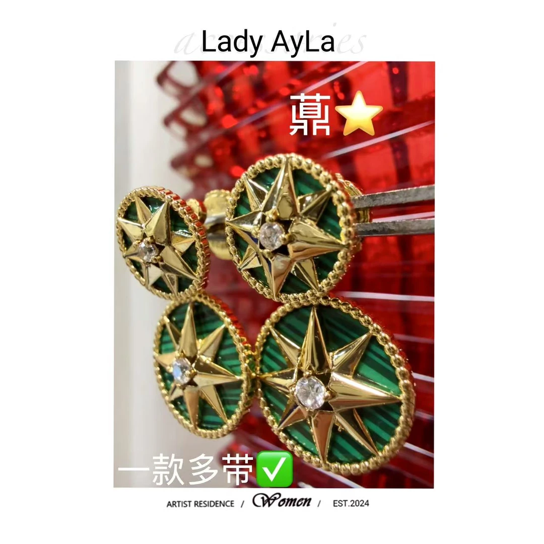 925银合成锆石耳饰 25S 八芒星耳环AL9598