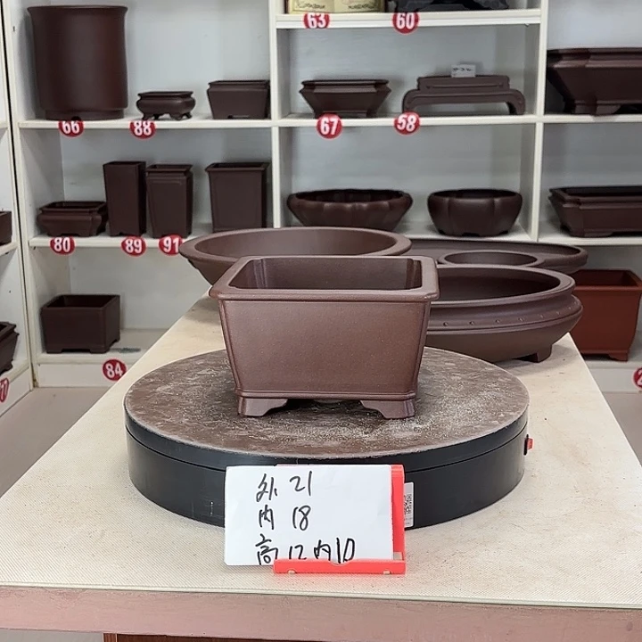 紫砂花盆抽角小四方