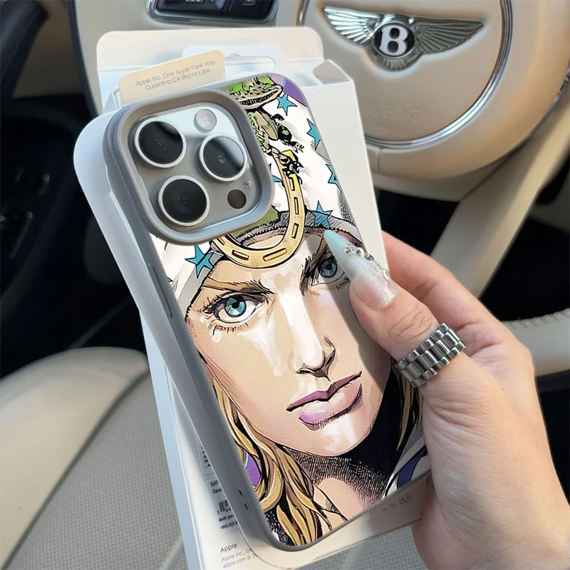 乔尼乔斯达JOJO适用苹果16p/15手机壳iPhone14promax13荔枝纹12软