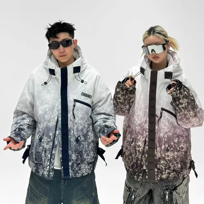 【男女同款】90鸭绒潮牌连帽羽绒服冬季保暖户外男士工装外套Q-2227