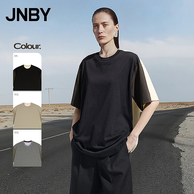 【商场同款】JNBY/江南布衣25秋新品T恤圆领短袖宽松5P7113330