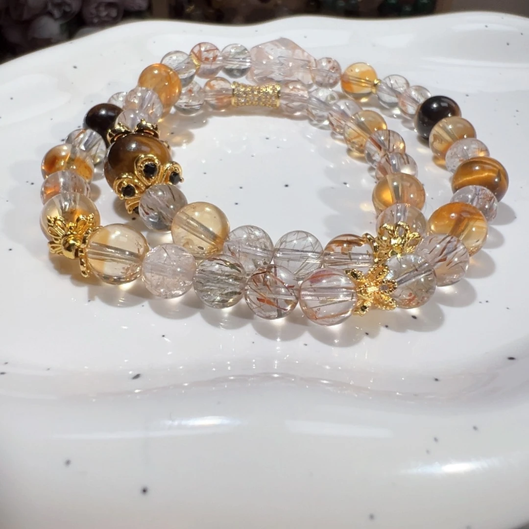 水晶手绳未镶嵌黑金超七